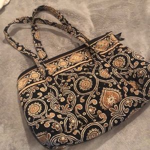 Bag ,Vera Bradley , black , tan , white